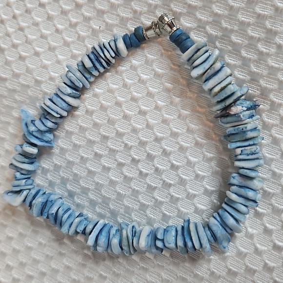 PUKA SHELL BLUE ANKLET/BRACLET 9" SURFER BEACH THEME - Picture 5 of 5